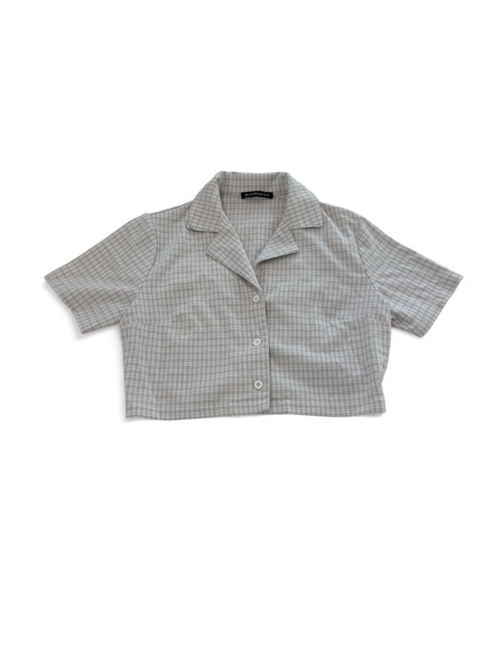 Brandy Melville Plaid Cropped Button Down Short Sleeve Top